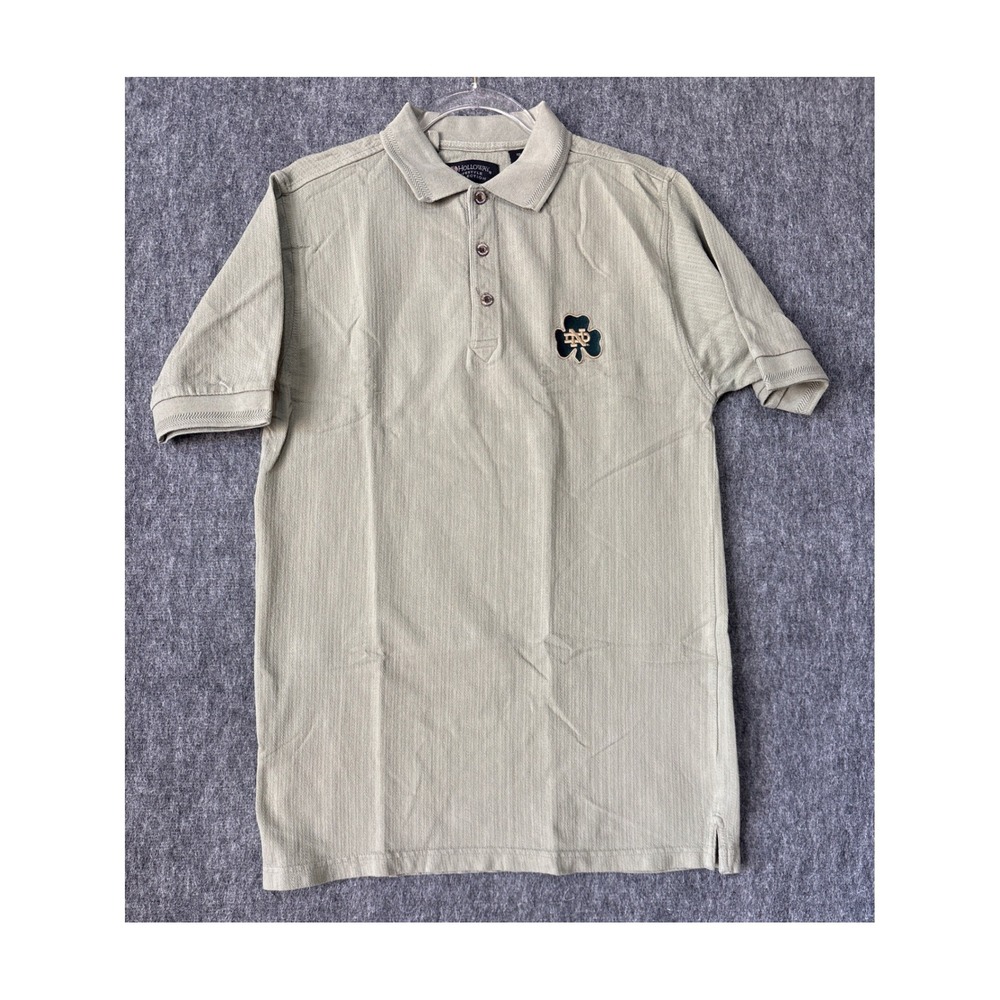 Holloway Notre Dame Fighting Irish Polo Shirt Mens Medium Khaki Herringbone